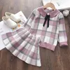 Bear Leader Girls Winter Clothes Set Long Sleeve Sweater Shirt Skirt 2 Pcs Clothing Suit Bow Baby Outfits for Kids Girls Clothes 220124