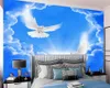 Céu azul branco nuvens 3d papel de parede moderno decoração de casas de seda mural de seda impressão digital quarto de cozinha clássico pintura papel de parede pintura