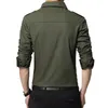 Men'S Clothes 2022 Military Pure Cotton Shirt Long-Sleeved Casual Epaulets With Double Pockets Solid Color Shirts