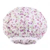 Chapeau de bain imperméable bord en dentelle extensible bonnet de douche épaissi motif de fleurs à pois élastique couverture de cheveux fournitures de salle de bain