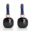 Fashion Fashion Rose Gold avec des boucles d'oreilles en zircon bleu noir plaqué Cadeau 14 couleurs 2110141723043