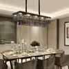 Rök grå kristallhänge ljus dekorativ rektangel ljuskrona modern belysning för matsal restauranghotell