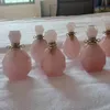 Natural Rose Quartz Crystal Healing Stone Pendant Charm Reiki Essential Oil Diffuser Bottle Pendant för Kvinnor Halsband