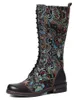 Stivali SOCOFY Flowers Pattern Colorato cucitura elegante con cerniera elegante per le scarpe da vitello piatta da donna Botas Mujer3359387