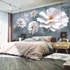 カスタム任意のサイズの壁画壁紙モダンな白い花の花びら壁絵画リビングルームテレビソファーベッドルームの家の装飾Papel de Parede