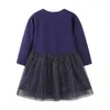 Jumping Meters Prinses Party Tutu Jurk met Star Katoenen Kinderen Herfst Spring Kleding Lange Mouw Toddler Kostuum 210529