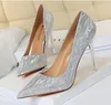 American High Heels Chaussures de mariage féminin Teels peu profondes paillettes pointues