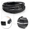 Trendy Genuine Leather Men Stainless Steel Multilayer Braided Rope for Male Female Bracelets Jewelry