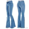 Womens Jeans Designer Clothing 2021 Mid Waist Lace Up Boot Cut Denim Pants Stretch Flared Bow Knot Weaving Trousers
