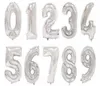 Número de balão de ar de hélio de 32 polegadas letra em forma de ouro prata balões infláveis ​​de aniversário decoração de decoração de eventos de festas de festa