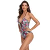 One-Piece Swimsuit Small Fresh Hollow Neck Printed Ladies Tight Backless Sexy DN-3053 Women's Swimwear