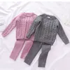 0-4 år Girls Boys Passar Fall Baby Boys Girls Clothing Set Winter Stickover Pullover Tröja+Pants Infant Boys Knit Tracksuits