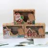 ギフトラップ3-12pcsクリスマスクッキーボックスクラフトペーパーキャンディボックスバッグフードパッケージパーティー年ナビダッドシェルギフト