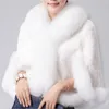 Women's Fur & Faux Black Cape Fashion Jacket Short Winter Overcoat Elegant Imitation Collar Coat Soft Mink Cloak