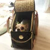 Val Lyx Mode Hundhållare PU Läder Valp Handväska Handväska Katt Tygväska Husdjur Valise Resor Vandring Shopping Pudel Pomeranian Brun Stor