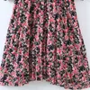 Zoete vrouwen water print chiffon jurk lente mode dames hoge taille land stijl vrouwelijke bloemen verkreukelde jurk 210515