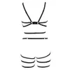 HANAERNES Women Black/red five-pointed star Suspenders Punk Novelty Clothes Suspender Pants Underwear GarterBody Harness Bra