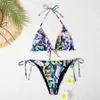 Costumi da bagno Runway Bandage Push Up Bikini Set Due pezzi Stelle marine Stampa floreale Bikini Patchwork Costume da bagno Donna Beach Swim wear5257776