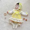 韓国の赤ん坊のロンパルガールロリータドレス幼児プリンセスドレス幼児の誕生日の誕生日の洗礼のパーソンブティック服210615
