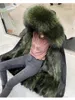 Kvinnors Fur Faux Vinterjacka Kvinnor Real Coat Raccoon Collar Linner X-Long Parka XXL OuterWear Avtagbar