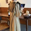 All Match Corduroy Solid A-Line Loose Stylish Streetwear Sale Women Chic High Waist Long Dresses 210525