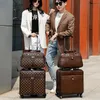 Suitcases 2021 High Quality 16" Inch Retro Women Luggage Travel Bag With Handbag Rolling Suitcase Set On Wheels