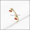 Jewelrysweet Girls Red Cherry Charm Bracelets Retro Alloy Fruit Diamond Hand Chains European Women Singe Layer Business Wind Bracelet Jewelr