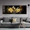 Noir doré Rose fleur papillon abstrait mur Art toile peinture affiche impression Horizonta photo pour salon chambre Decor2557