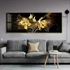 Black Golden Rose Flower Fjäril Abstract Wall Art Canvas Målning Poster Print Horizonta Bild för levande sovrum Dekor2294