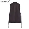 KPYTOMOA Women Fashion With Tabs Single Button Waistcoat Vintage Sleeveless Side Vents Female Vest Coat Chic Veste 211120