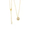 Europe America Fashion Style Lady Women T Letter 18K Gold Chain Necklace With Full Diamond Round Ball Pendant 3 Color