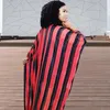 Ethnic Clothing Arrivals 2022 Women African Maxi Dresses Black Stripe Print Long Bat Sleeve Pullover Robe Ladies Fashion For Daily