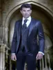 Navy Blue Jacket Groom Tuxedos Groomsmen Man Suit Men Wedding(Jacket+Pant+Tie+vest)costume Mariage Homme Traje Novio Hombre Men's Suits & Bl