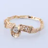 Dubai elegante moda nupcial conjuntos de jóias de ouro colar bracelete brincos anel crystal jewellry casamento presente