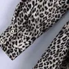 Vintage Frau Slim Leopard Satin Schärpen Kleid Frühling Mode Damen Print Lange es Weibliche Elegante Schlitz Party 210515