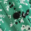 Femmes Vintage Longues Maxi Robes Floral Imprimer Lanterne Manches Chemise Turn Down Collier Dames Casual Ceintures Robe 210515