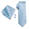 Papillon Cravatta da sposa in seta tinta unita azzurra per uomo Handky Gemello Cravatta da uomo Set Fashion Designer Business Party Drop Hi-Tie