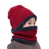 Mode hiver enfants tricot Beanie anneau écharpe 2 pièces ensemble garçons filles mignon chapeau enfants doux casquette chaud bébé Bonnet coton