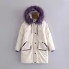 Parka lungo con collo in pelliccia grande -30 gradi Abbigliamento da neve Parka Giacca invernale da donna Cappotto femminile con cappuccio 210531