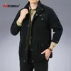 Grande Taille M-6XL Printemps Automne Hommes Militaire Style Décontracté 100% Coton Kaki Lâche Mi-long Veste Manteau Homme Noir Vestes 210819