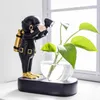 1Pc Nordic Style Space Astronaut Terrarium Hydroponic Plant Vase Decoration Vintage Flower Pots Tabletop Plant Home Bonsai Decor H5000781