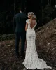 Vestidos de casamento boho de jardim de renda marfim 2021 vintage decote em v country praia vestidos de noiva vestido de novia costas baixas sereia sukienki