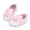 Primeiros caminhantes bebê menina linda arco pu princesa sapatos nascidos infantil antiderrapante berço crib toddler