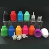 10 ml LDPE PET Juice Liquid Plastic Droper Bottle fyrkantig nåloljeflaskor burk containerlagring med färgglad barnsäker mössa