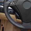 DIY Black PU Artificial Leather Wrap Hand Sewing Car Steering Wheel Cover for E60 (Sedan) 530d 2003-2009 E61 (Touring) 2004-