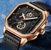 NEKTOM Merk Hollow Out Heren Horloges Nauwkeurige Quartz Horloge Hoge Kwaliteit Lederen Band Lichtgevende Vierkante Wijzerplaat Mannelijke Watches258N