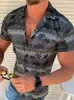 Zomer trendy Hawaiiaanse tribal bedrukte shirt met korte mouwen met korte mouwen voor mannen casual losse baggy vakantie shirts heren's