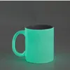 Sublimering glöd i mörkret 11oz keramik muggar med handtag skum låda vita ämnen prokain kaffe mugg grön lysande vattenflaska DIY gåva för barn besties par