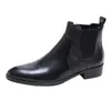 Brand Men's Boots Shoes Genuine Cow Leather Casual Rubber Outsole Brown Black Wedding Black Heel For Men Male