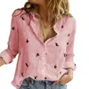 Jocoo Jolee Women Casual Birds Print Blouse Spring Summer Long Sleeve Cotton and Linen Loose Shirt Vintage Tops Tunic Plus Size 210326